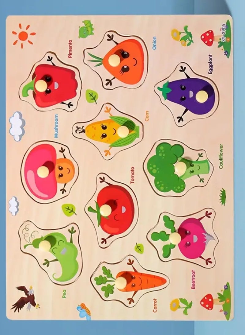 فيتاشيلي لوحة ألغاز تعليمية للخضروات الخشبية ثلاثية الأبعاد للتعلم المبكر للأطفال - Image 2