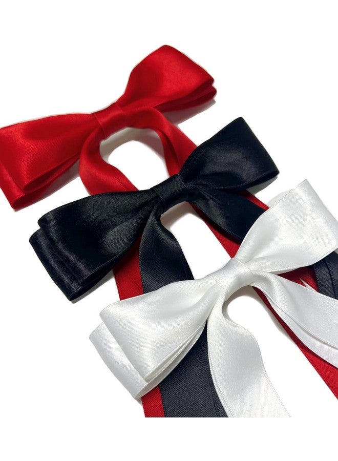 Tobeffect Hair Bows For Women Bow Hair Clips Cute Hair Ribbons Girls Ribbon Bows For Hair Bowknot Barrettes Tassel Women Hair Bow Clips Fashion Hair Accessories For Women Black Hair Bow & White Bow For Hair - Image 3