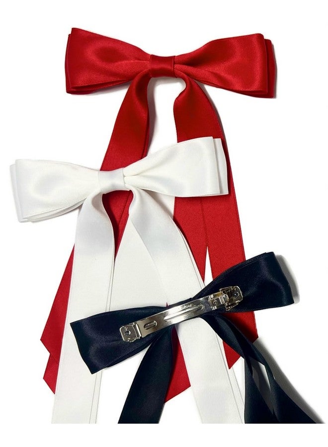 Tobeffect Hair Bows For Women Bow Hair Clips Cute Hair Ribbons Girls Ribbon Bows For Hair Bowknot Barrettes Tassel Women Hair Bow Clips Fashion Hair Accessories For Women Black Hair Bow & White Bow For Hair - Image 2