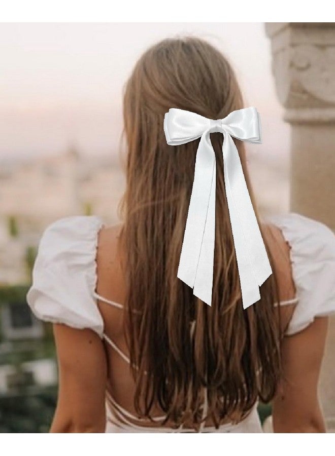 Tobeffect Hair Bows For Women Bow Hair Clips Cute Hair Ribbons Girls Ribbon Bows For Hair Bowknot Barrettes Tassel Women Hair Bow Clips Fashion Hair Accessories For Women Black Hair Bow & White Bow For Hair - Image 4