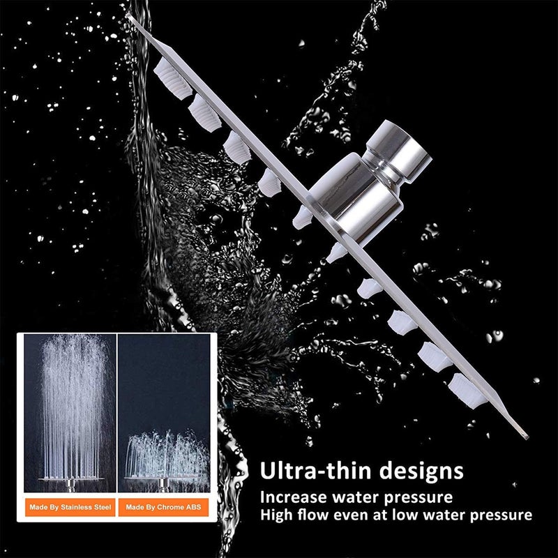 20X20 cm Rain Shower Head - Square High Pressure Stainless Steel Bath Shower Head with Silicone Nozzle - Image 2