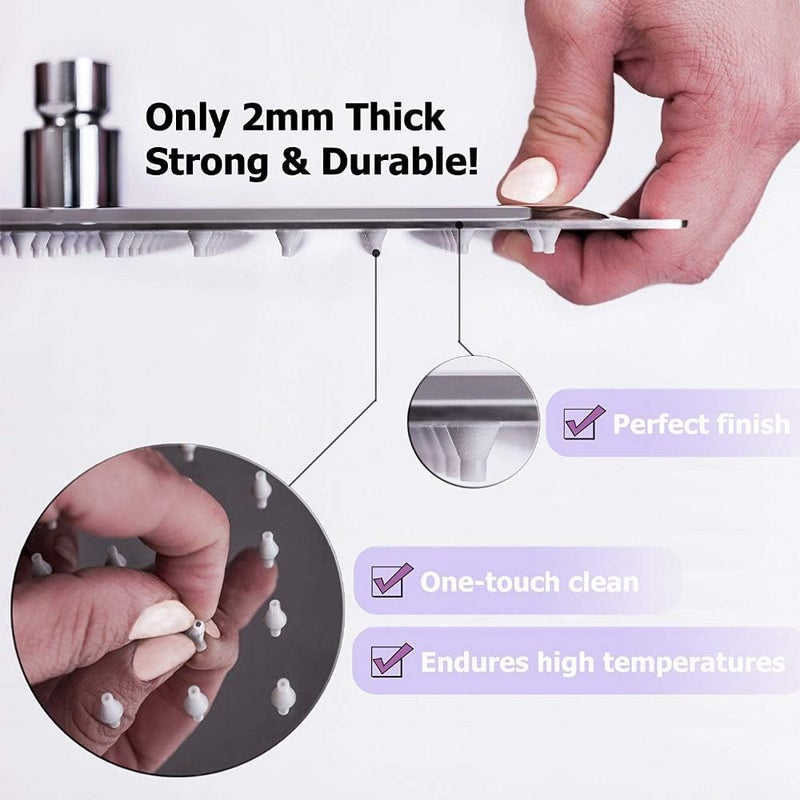 20X20 cm Rain Shower Head - Square High Pressure Stainless Steel Bath Shower Head with Silicone Nozzle - Image 5