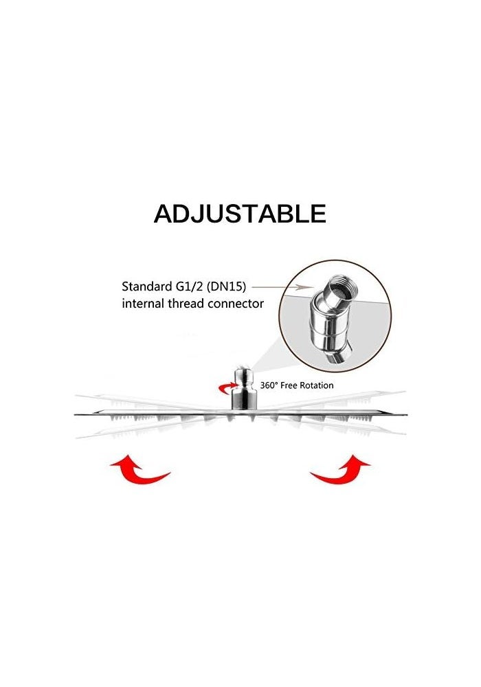 20X20 cm Rain Shower Head - Square High Pressure Stainless Steel Bath Shower Head with Silicone Nozzle - Image 4