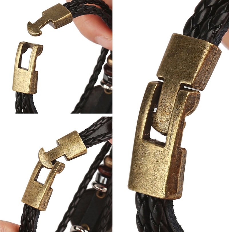 Hamoery Punk Alloy Leather Bracelet For Men Constellation Braided Rope Bracelet Bangle Wristband(Pisces) - Image 5