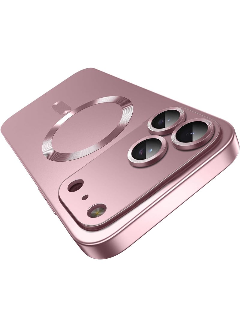 Magnetic for iPhone 17 Pro Max Case,Comes with Camera Lens Protector,Compatible with Magsafe,Soft TPU Full Protection Slim Smooth Bumper Shockproof Phone Cover (Rose Gold) - Image 1