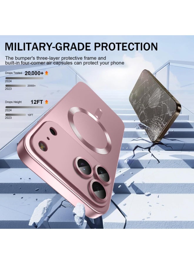 Magnetic for iPhone 17 Pro Max Case,Comes with Camera Lens Protector,Compatible with Magsafe,Soft TPU Full Protection Slim Smooth Bumper Shockproof Phone Cover (Rose Gold) - Image 4