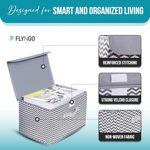 FLYNGO 3 Pcs Foldable Storage Box Organiser with Lid, Versatile Storage Basket Bins for Wardrobe, Clothes, Toys, Books, and Other Supplies (1 Large + 2 Small) - Image 4