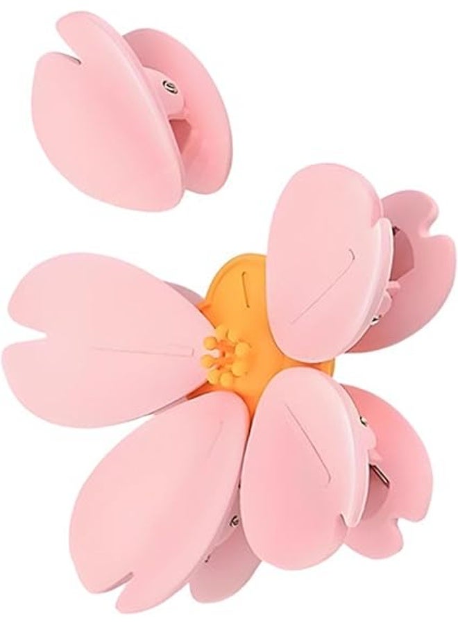 مشابك مغناطيسية للأكياس بتصميم زهر الكرز، مشبك إغلاق طعام وردي اللون بتصميم زهرة الساكورا للمطبخ، مغناطيسات ثلاجة مزخرفة، زهرة واحدة و5 مشابك - Image 1