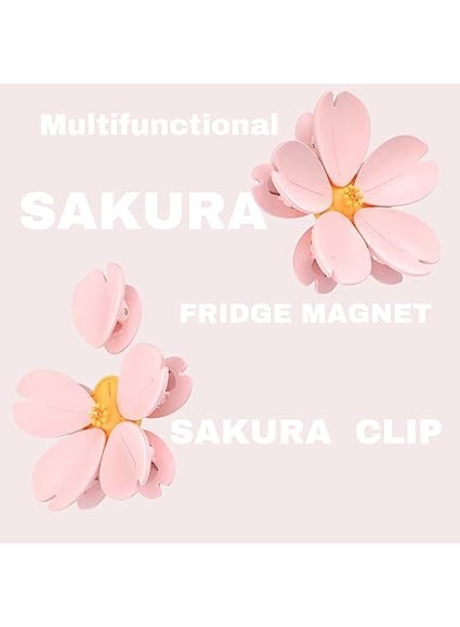 مشابك مغناطيسية للأكياس بتصميم زهر الكرز، مشبك إغلاق طعام وردي اللون بتصميم زهرة الساكورا للمطبخ، مغناطيسات ثلاجة مزخرفة، زهرة واحدة و5 مشابك - Image 3