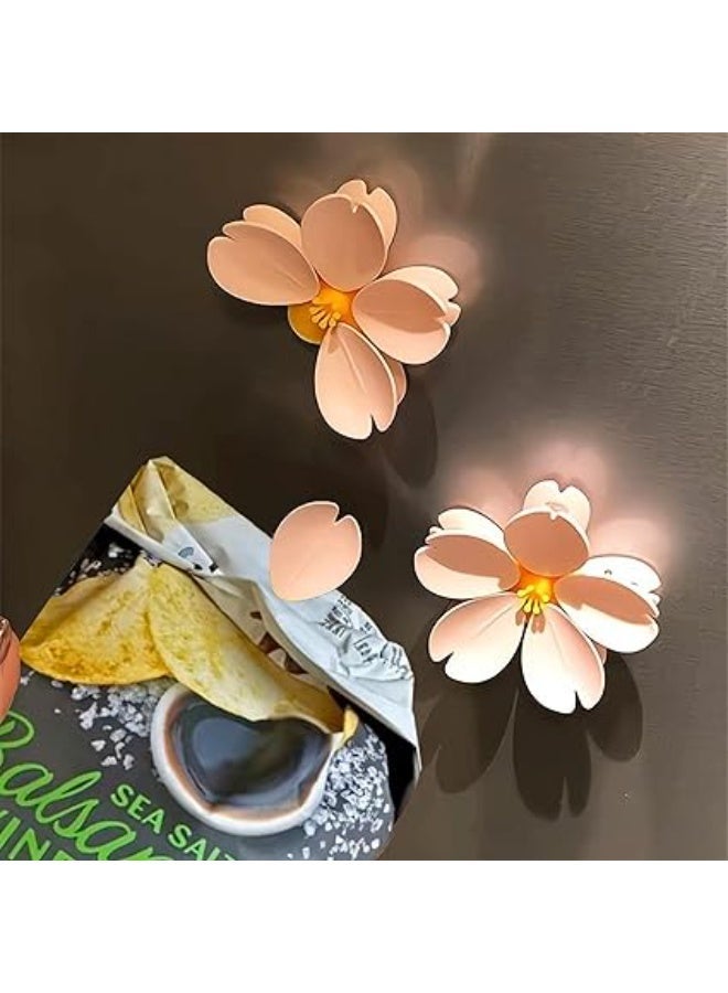 مشابك مغناطيسية للأكياس بتصميم زهر الكرز، مشبك إغلاق طعام وردي اللون بتصميم زهرة الساكورا للمطبخ، مغناطيسات ثلاجة مزخرفة، زهرة واحدة و5 مشابك - Image 2