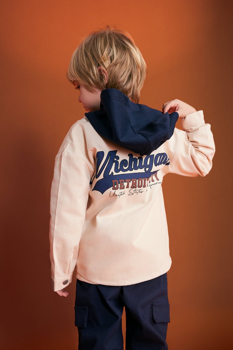 DeFacto Baby Boy Hooded Twill Long Sleeve Shirt  - Image 1