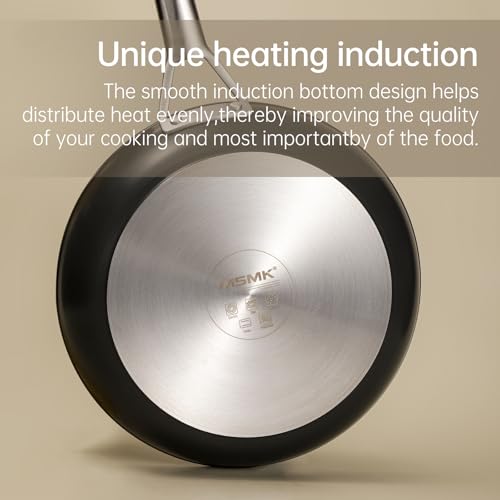 MsMk 11 Inch Nonstick Frying Pan with Lid，Titanium and Ceramic Nonstick skillet, PFOA Free Non-Toxic, Stay-Cool Handle, Scratch-resistant, Induction Skillet With Lid for Induction, Ceramic - Image 3