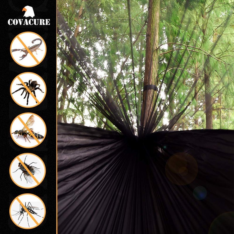 Covacure Covacure Camping Hammock - Lightweight Double Hammock, Hold Up to 772lbs, Portable Hammocks for Indoor, Outdoor, Hiking, Camping, Backpacking, Travel, Backyard, Beach(Black)  - Image 4