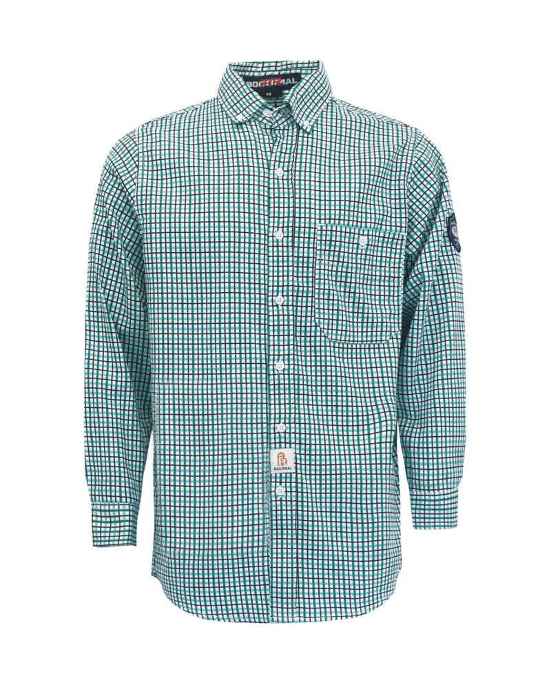 BOCOMAL FR Shirts Flame Resistant NFPA2112/CAT2 6.5oz Light Weight Printed Fire Retardant Plaid Shirt - Image 1