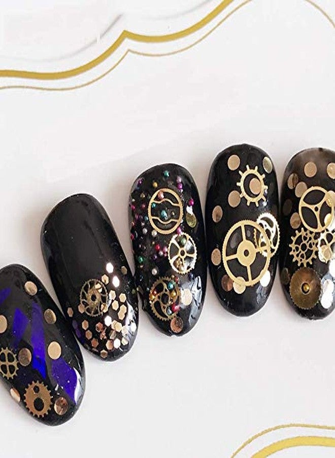 DNHCLL Ultra-thin 3D Punk Time Gears Nail Studs Nail Art Decorations Alloy Manicure Decoration,12 Wheel(Approx.100 Count) - Image 3