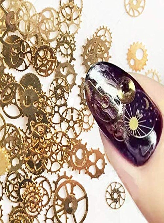 DNHCLL Ultra-thin 3D Punk Time Gears Nail Studs Nail Art Decorations Alloy Manicure Decoration,12 Wheel(Approx.100 Count) - Image 1