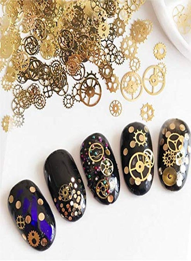 DNHCLL Ultra-thin 3D Punk Time Gears Nail Studs Nail Art Decorations Alloy Manicure Decoration,12 Wheel(Approx.100 Count) - Image 2
