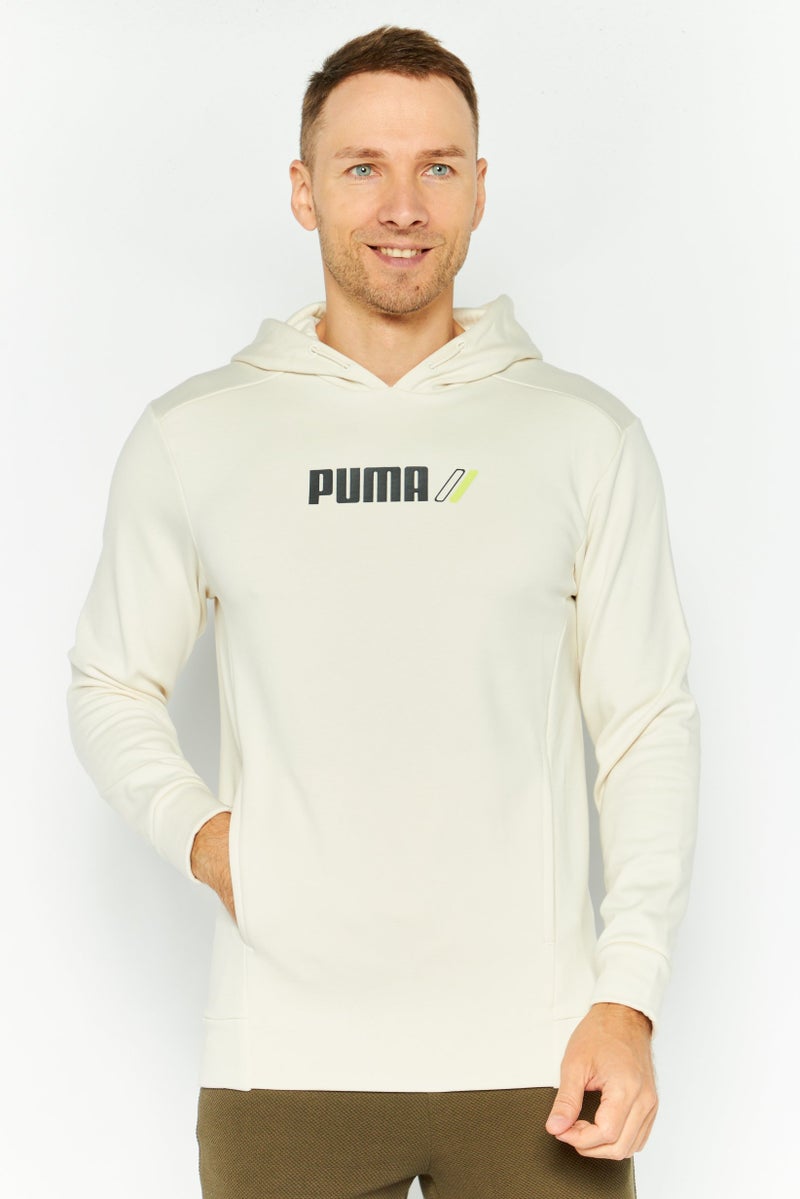 PUMA Men Sportswear Fit Brand Logo Training Hoodie, Off White - Image 1