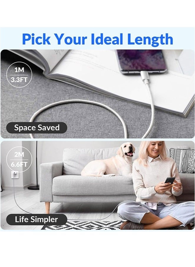 USB-C 60W Charging Cable,2 M Braided Type C Cable, Faster Charging Cable, Power Delivery PD Cord, Compatible with iPhone 16/16Pro/16 Pro Max/15/15 Pro/15 Plus/15 Pro Max,iPad Mini/Pro, MacBook Pro/Air, White - Image 5