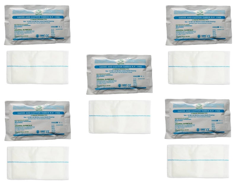 Agarwals Premium Sterile Combine Dressing Surgical Pad 10CM x 20CM/10CM X 10CM (Set of 10) - Image 3