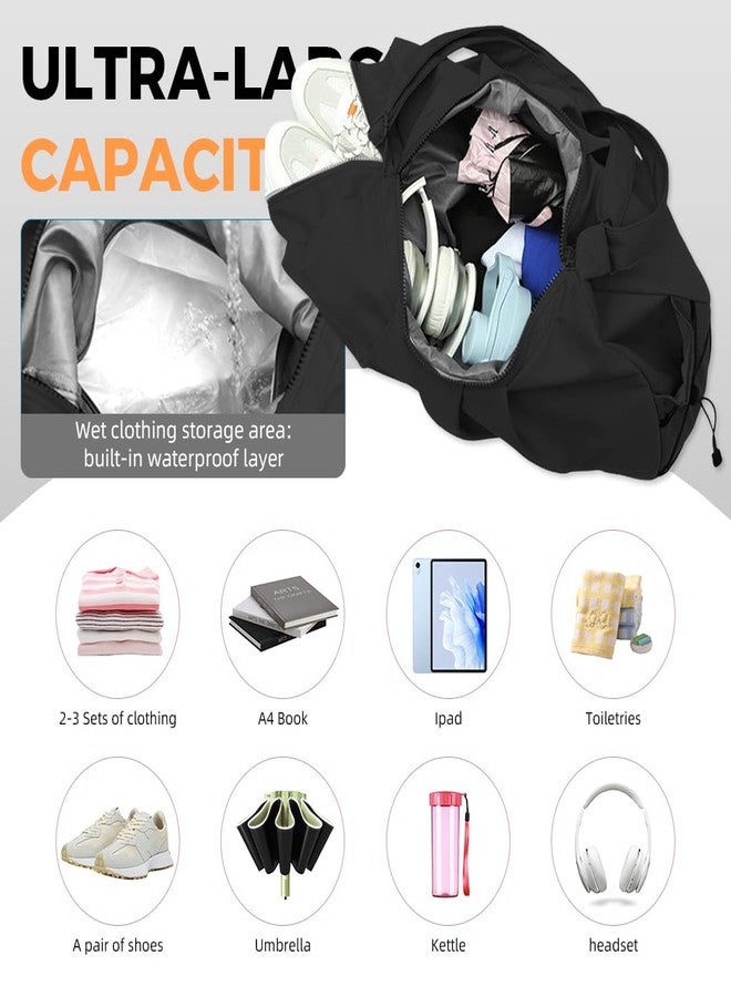 PALAY Women Gym Bag Waterproof Nylon Carry-on with Shoe Compartment Travel Duffle Shoulder Adjustable Strap Multi Use Casual for Trip Gym Black 3 PCS - Image 5