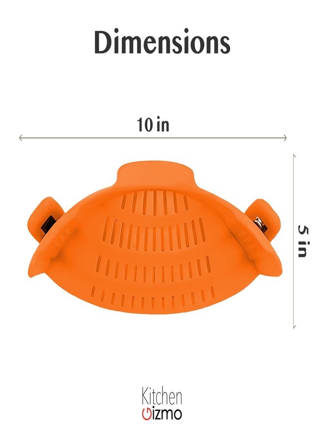 Kitchen Gizmo Snap N Strain Clip On Strainer for Pots and Pans - Adjustable Silicone Colander for Kitchen - Compact Clip-On Food Strainer for Draining Pasta and Vegetables - Orange - Image 3