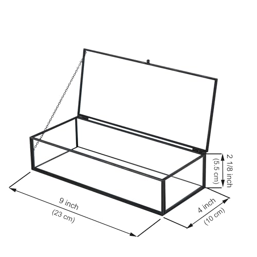 Kendiis Glass Jewelry Box Vintage Rectangle Black Keepsake Organizer Lidded Vanity Accent for Storage Trinket Rings Bracelet Home Decor - Image 3