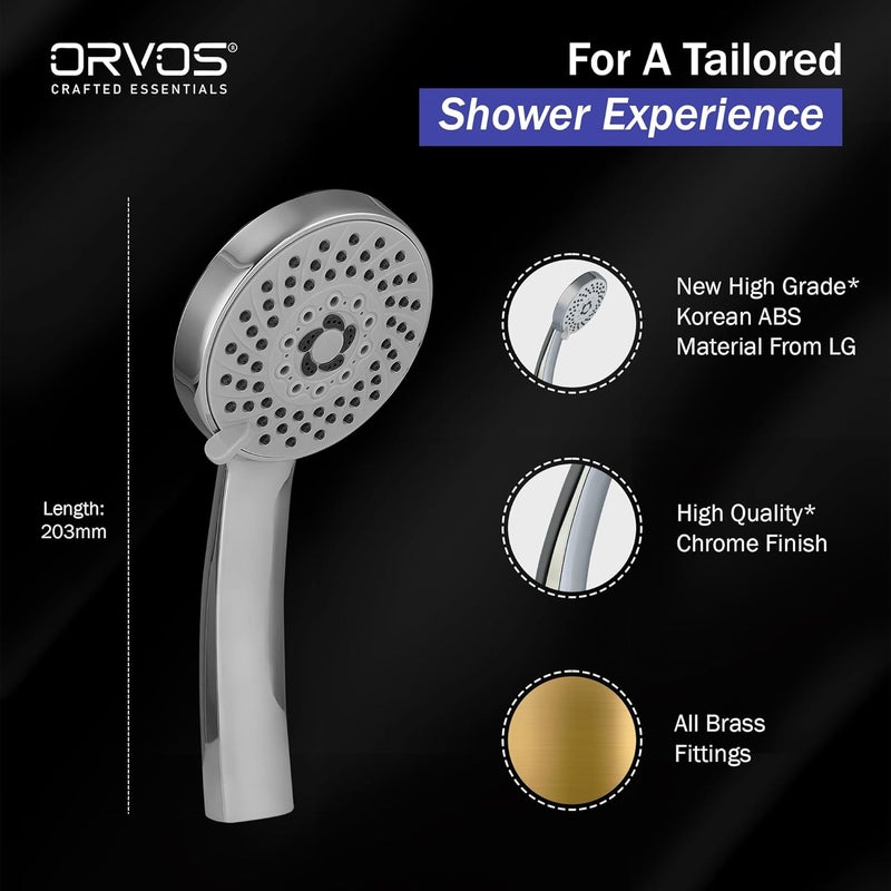 Orvos Hand shower multifunction 4x4 inches HydroBloom Head only Chrome plated with high grade Korean ABS material from LG for high end luxury bathrooms set of 1 - Image 5