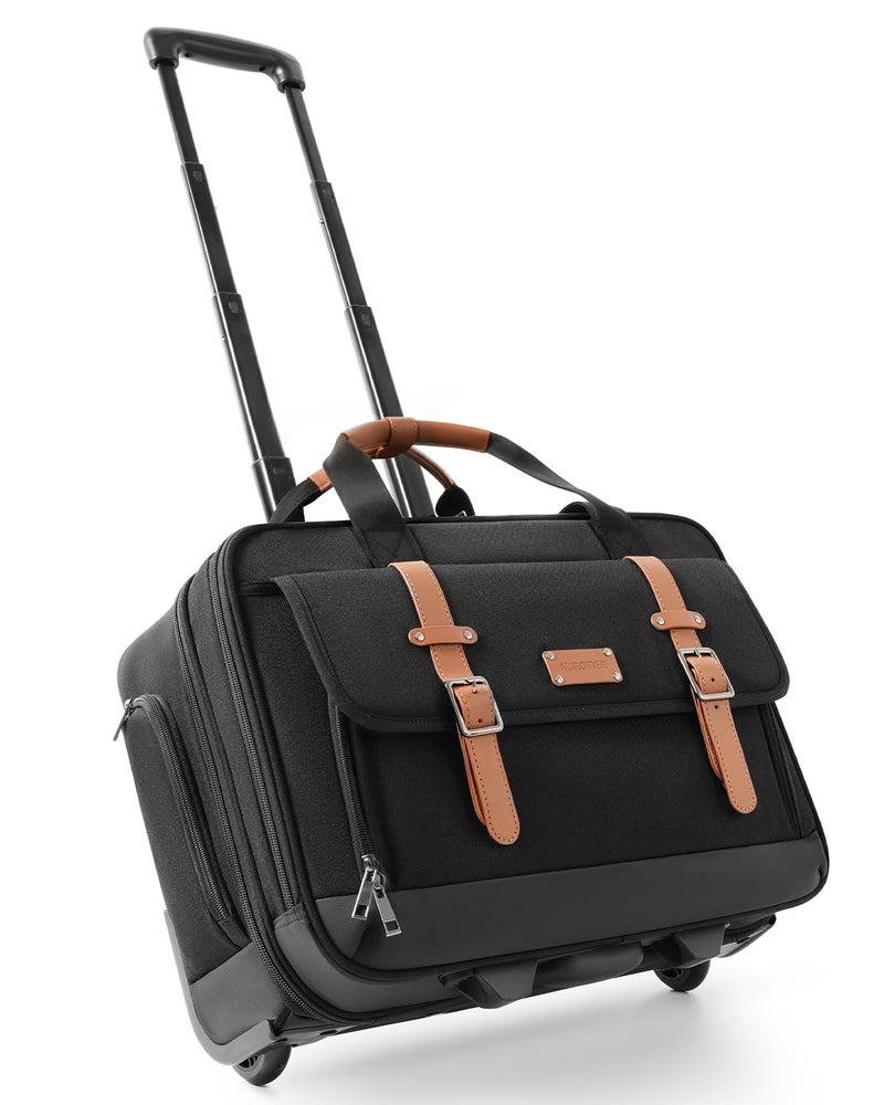 AUROTIER Rolling Laptop Bag, Briefcase for Men and Women, 16 Inch Computer Bag with Wheels Underseat Carry on Luggage, Laptop Briefcase Case for Work, Travel, College Teacher, Mobile Office Bag, Brown - Image 1