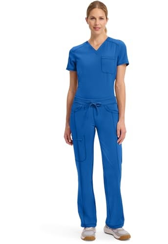 Cherokee Infinity Straight Leg Drawstring Women Scrub Pants 360 Stretch with 4 Pockets 1123A, S, Royal - Image 3