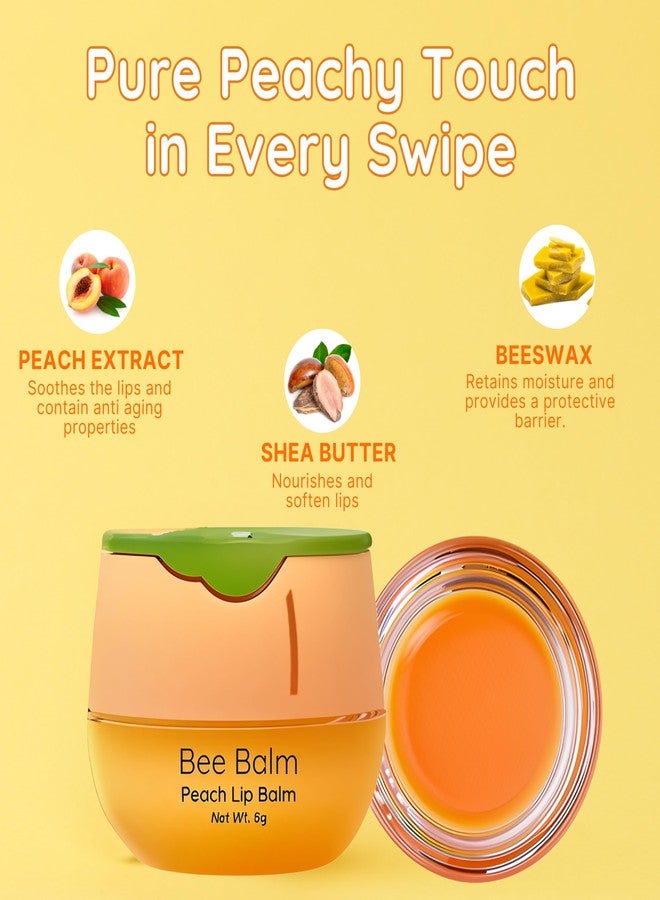 Bee Balm Original Bee Balm Lip Balm – Peach Hydrating Lip Butter with Propolis & Honey, Lip Moisturizing Mask for Dry & Cracked Lips, Reduces Lip Lines with Beeswax & Vitamin E - Image 2