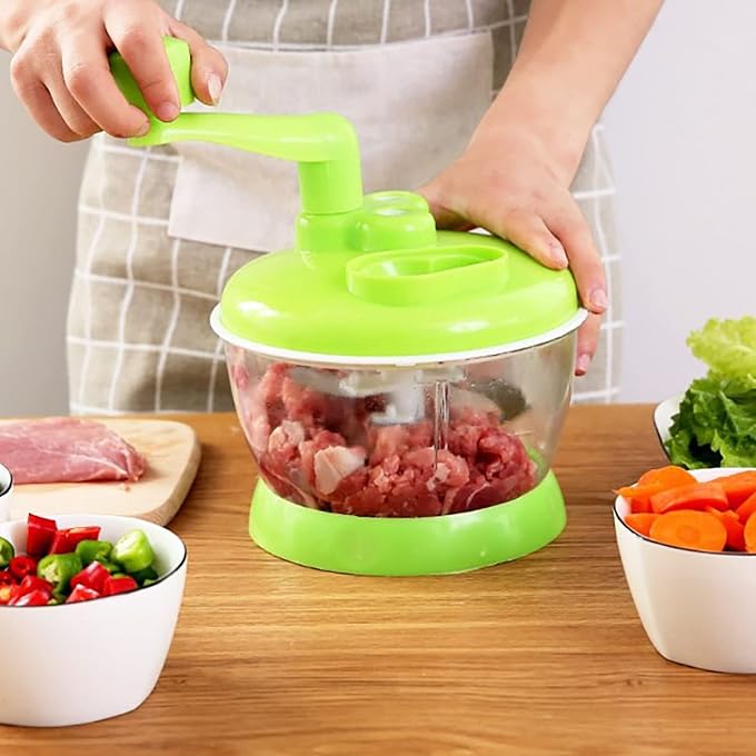 Pilipane Multi-Functional Manual Food Processor, Hand Crank Food Processor, Mincer Blender with Clear Container for Vegetables Meat Fruits Nuts Herbs Onions - Image 2