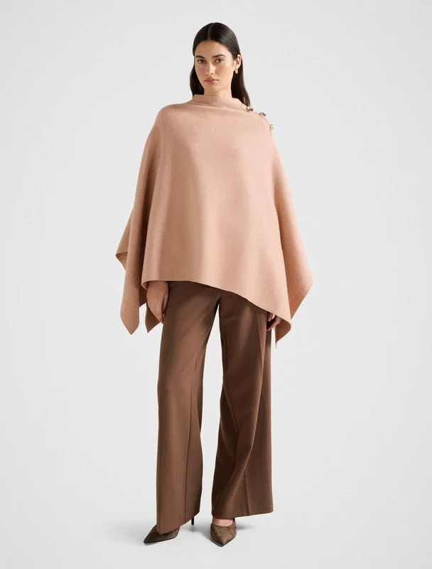 forever new  LANA Button Detail High Neck Knit Cape for Women | Best Price UAE
