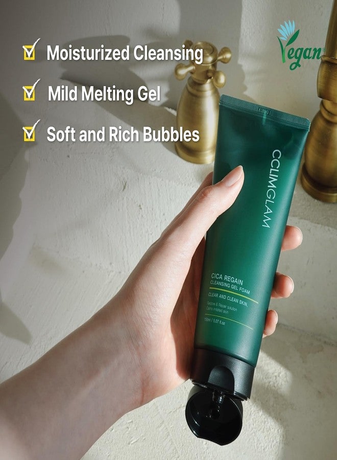 CCLIMGLAM CICA Regain Cleansing Gel Foam 150ml(5.07Fl.Oz), Vegan Mild Skin Barrier Cleanser for Sensitive, Pore and Sebum Care, Calming Soothing Effect, Clean Beauty, Korean Skin Care - Image 5