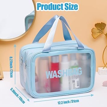 Keetly Cosmetic Makeup Storage Organizer Toiletry Case Bag Grooming Kit Travel Kit with Hook Makeup Organizer for Women Cosmetic Organizers Pouch Dual Zipper Elegant Design Blue - Image 3