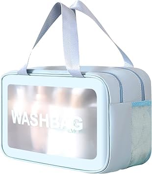 Keetly Cosmetic Makeup Storage Organizer Toiletry Case Bag Grooming Kit Travel Kit with Hook Makeup Organizer for Women Cosmetic Organizers Pouch Dual Zipper Elegant Design Blue - Image 1