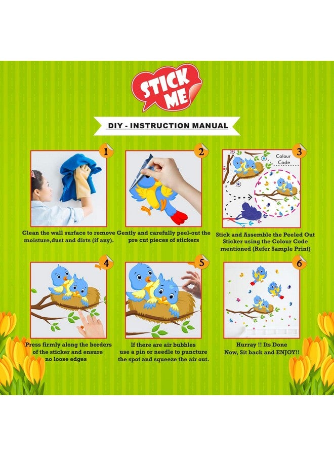 StickMe 'Nature Tree - Colorful - Birds - Cage - Wall Sticker ' -SM1120 (Multi Colour, Vinyl - 130cm X 110 cm), Self-Adhesive - Image 4