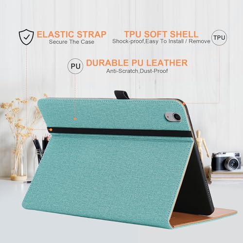Vakarey for iPad Air 11 Inch Case M4/M3/M2(2026/2025/2024),iPad Air 5th/4th Generation 10.9 Case with Pencil Holder,Hand Strap & Shockproof Stand Cover,Green - Image 4