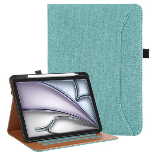 Vakarey for iPad Air 11 Inch Case M4/M3/M2(2026/2025/2024),iPad Air 5th/4th Generation 10.9 Case with Pencil Holder,Hand Strap & Shockproof Stand Cover,Green - Image 1