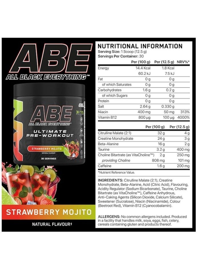 Applied Nutrition Abe Pre Workout Food Supplement Strawberry Mojito Flavor, 30 Servings 375 gm - Image 3
