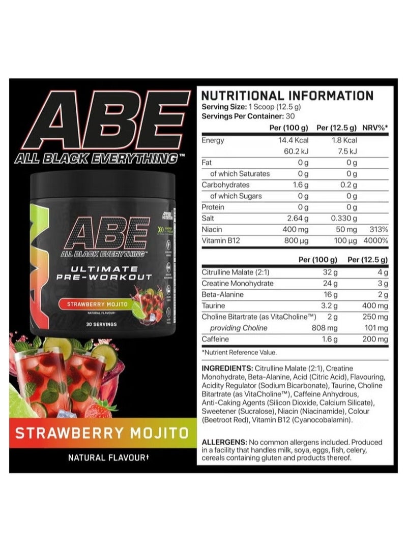 Applied Nutrition Abe Pre Workout Food Supplement Strawberry Mojito Flavor, 30 Servings 375 gm - Image 2