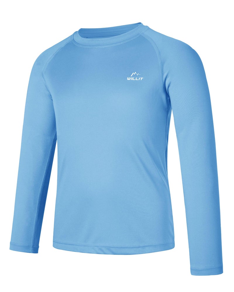 Willit Boy's UPF 50+ Sun Protection Shirt Long Sleeve Rash Guard Swim Shirts Youth SPF Fishing Quick Dry Shirt Blue M - Image 3