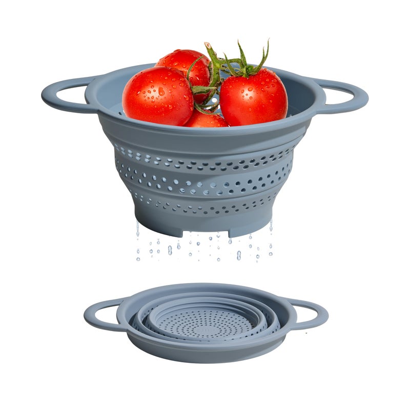 GIR Collapsible Colander for Kitchen â€“ Space-Saving Strainer & Steamer â€“ BPA-Free, Heat-Resistant, Dishwasher Safe Kitchen Strainer with Stainless Steel Rim â€“ Durable Collapsible Colander - Slate - Image 1