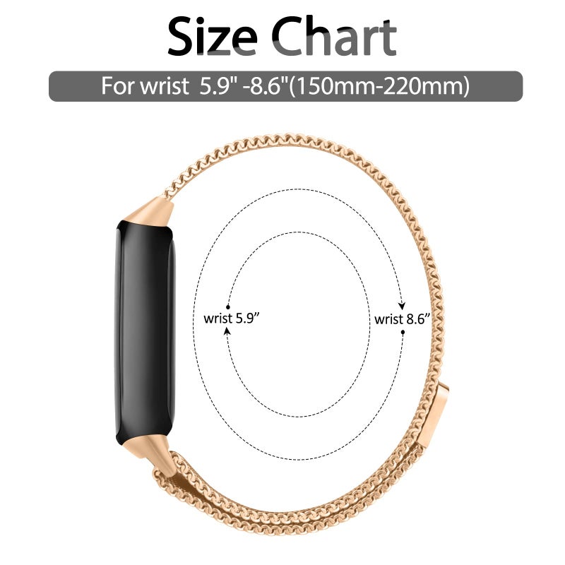 Vanjua Metal Band for Fitbit Luxe Bands Women Men, Stainless Steel Mesh Loop Adjustable Magnetic Wristband Replacement Strap Compatible with Fitbit Luxe Fitness and Wellness Tracker (Rose Gold) - Image 4