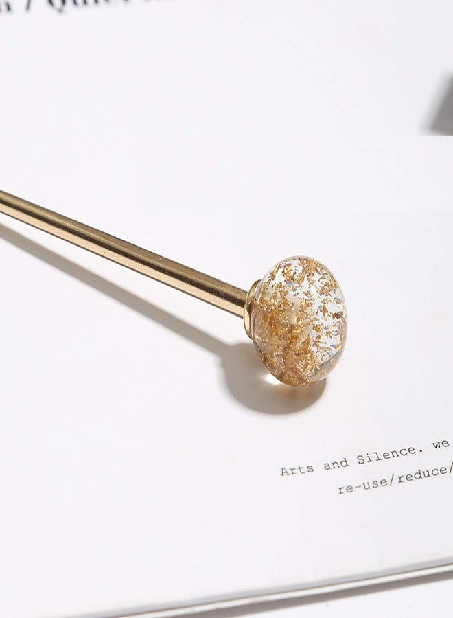 لوزين قطعتان من دبابيس الشعر المعدنية البسيطة والأنيقة على شكل كرة مستديرة، دبابيس شعر على شكل مصاصة، دبابيس شعر مزخرفة، عيدان طعام، مجوهرات شعر للنساء والفتيات المراهقات، إكسسوارات عمل تسريحات شعر عصرية، فضي وذهبي - Image 3