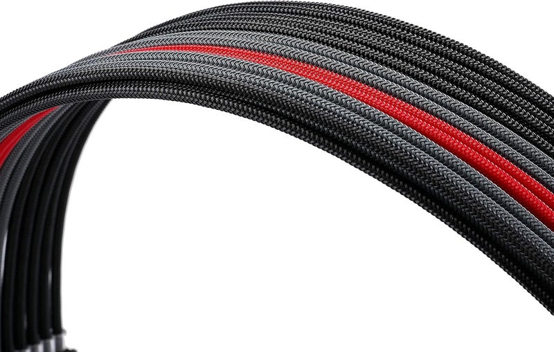 Formulamod Sleeve Extension Power Supply Cable Kit 18AWG ATX 24P+ EPS 8-P+PCI-E8-P with Combs for PSU to Motherboard/GPU Fm-NCK3 (Black Grey Red) - Image 5
