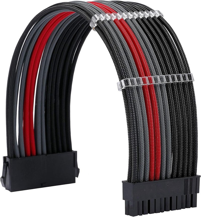 Formulamod Sleeve Extension Power Supply Cable Kit 18AWG ATX 24P+ EPS 8-P+PCI-E8-P with Combs for PSU to Motherboard/GPU Fm-NCK3 (Black Grey Red) - Image 3
