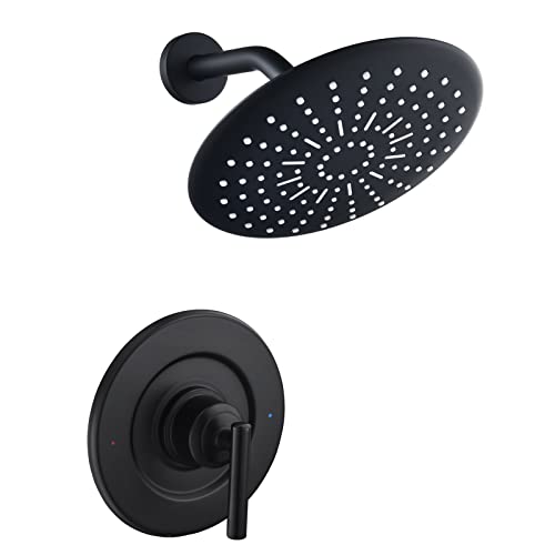Tearel Pressure-Balancing Tub and Shower Trim for Moen, 8-inch Rainshower Showerheads with Adjustable Brass Ball Joint, Matte Black - Image 1