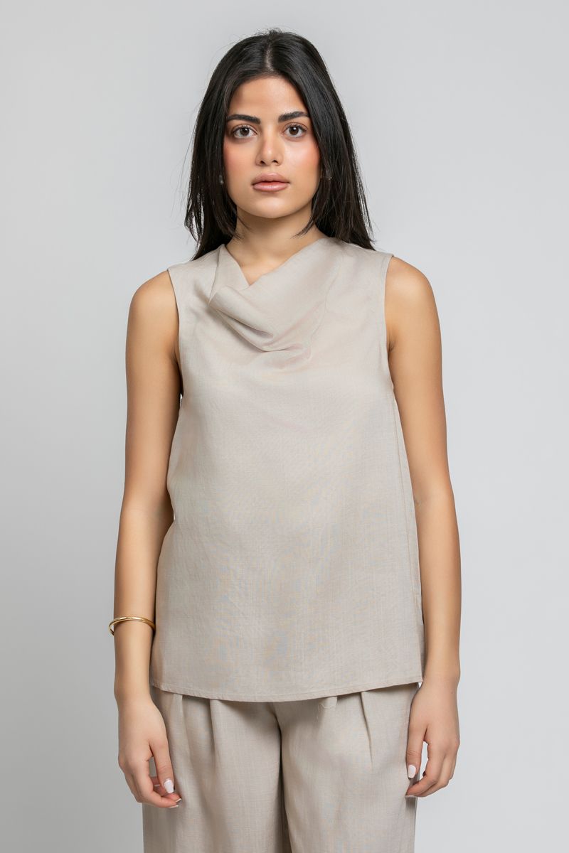 RINA Sleeveless Top with Draped Neck - Image 1