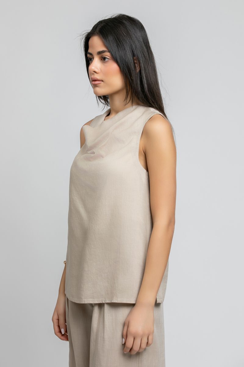 RINA Sleeveless Top with Draped Neck - Image 2